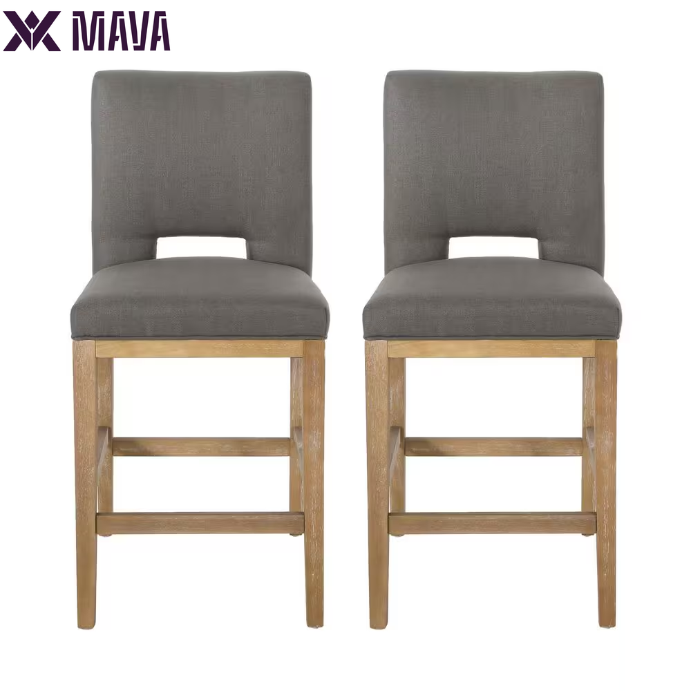 MAVA 41.5 In. High Back Wheat and Weathered Natural Wood Counter Stool (Set of 2) Extra Tall