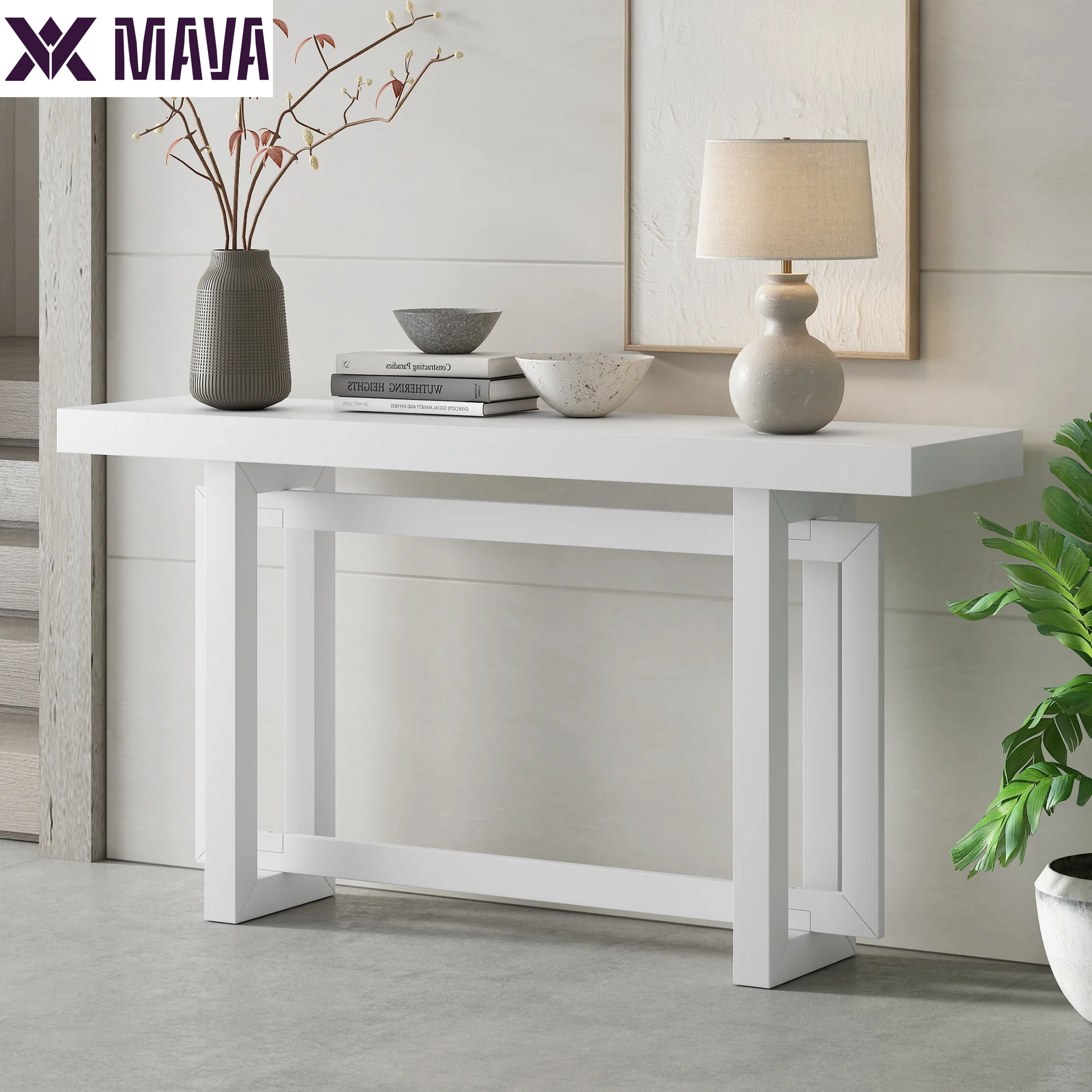 MAVA Modern and Industrial Console Table Sofa Table, Extra Long Entryway Table for Hallway Living Room