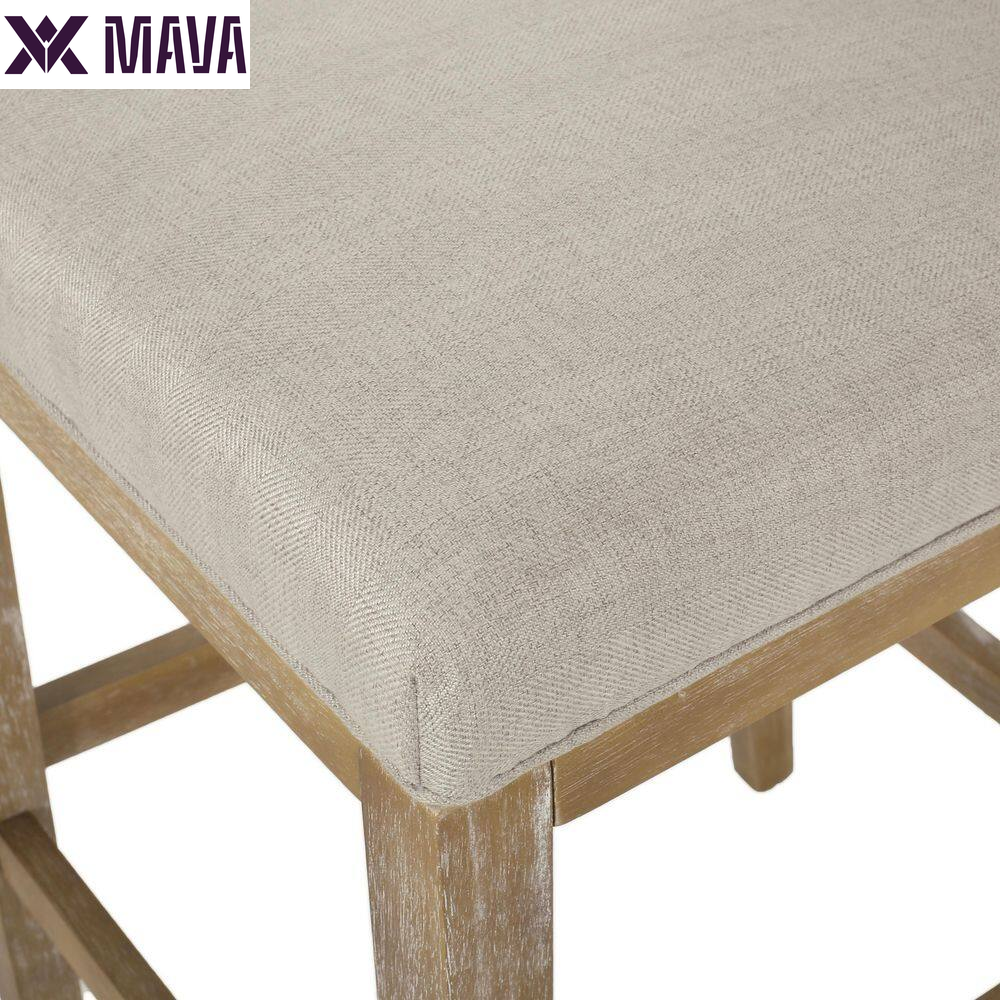 MAVA 41.5 In. High Back Wheat and Weathered Natural Wood Counter Stool (Set of 2) Extra Tall