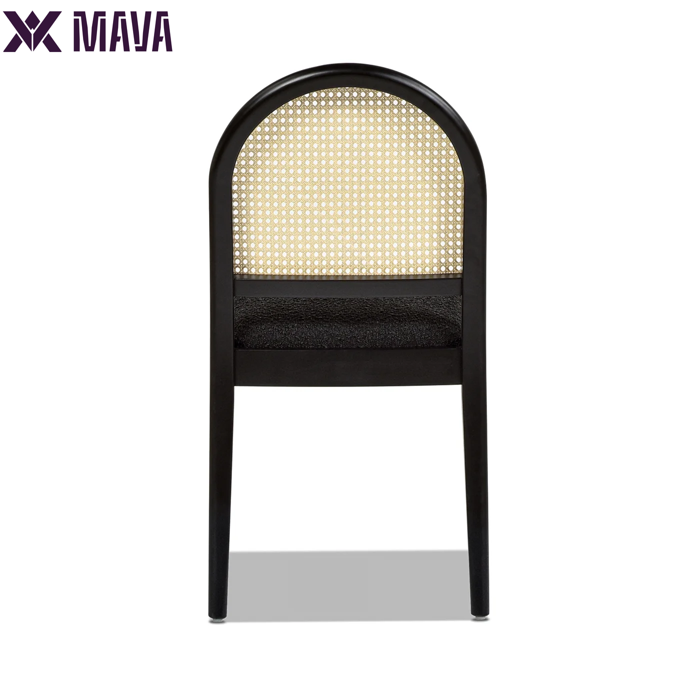 MAVA18.5" Curved Resin Cane Rattan Side Dining Chair, Set of 2, Ebony Black Boucle