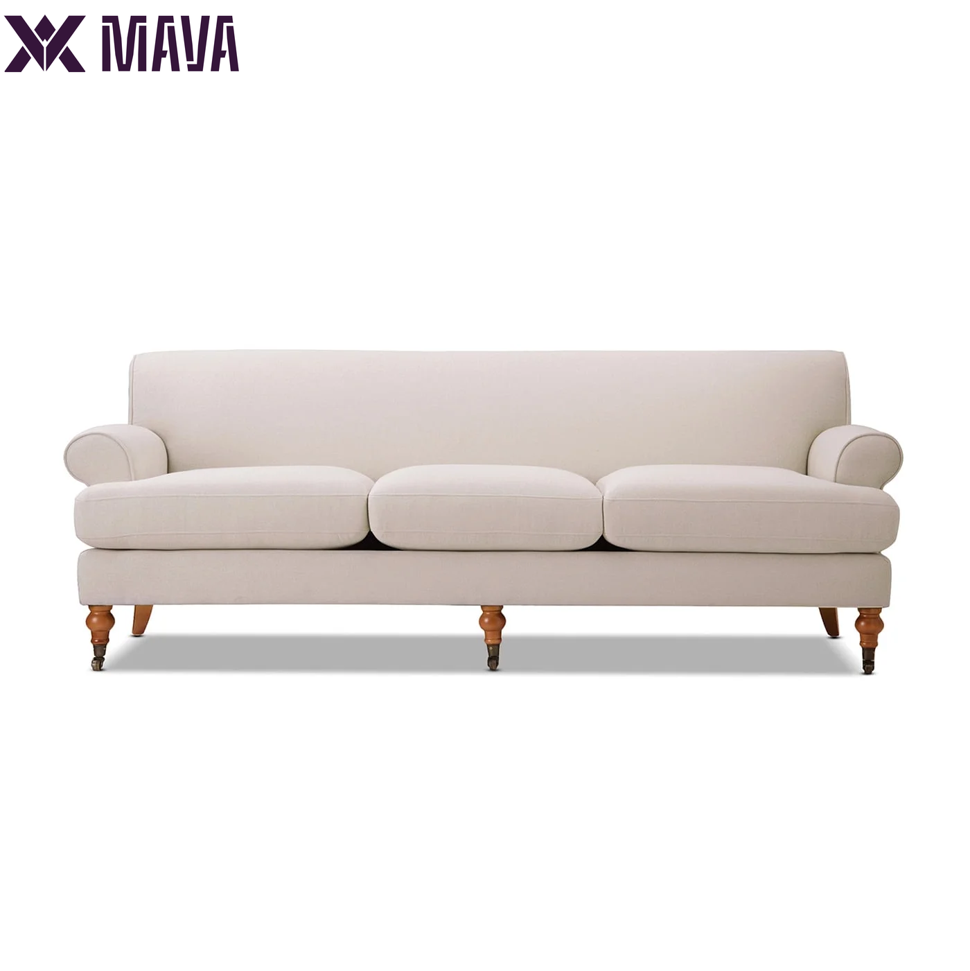 MAVA Arm Sofa Metal Casters Olive Green