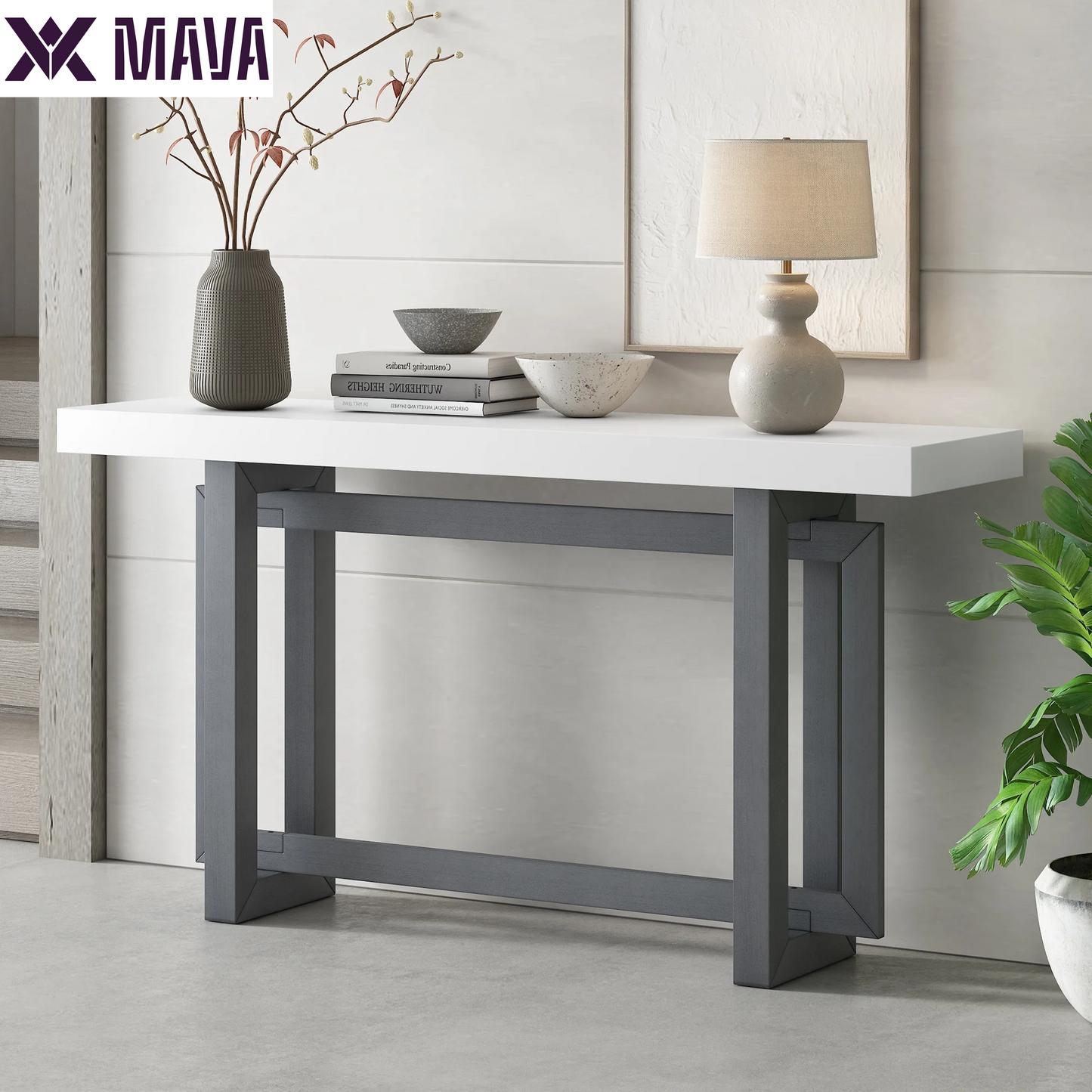 MAVA Modern and Industrial Console Table Sofa Table, Extra Long Entryway Table for Hallway Living Room