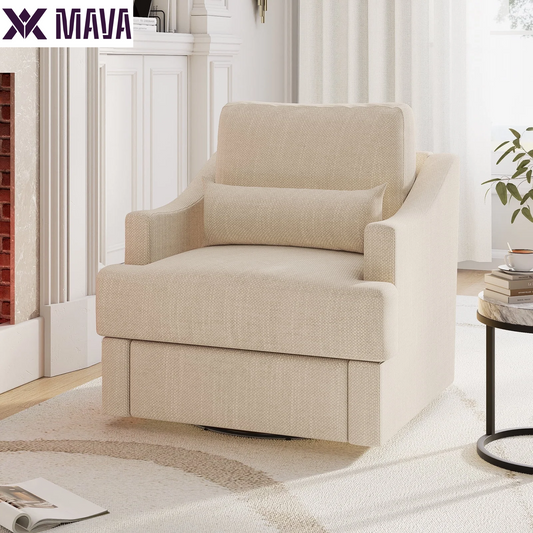 MAVA Modern 360° Degree Swivel Accent Chair with Metal Base Soft Lumbar Pillow for Living Room Bedroom