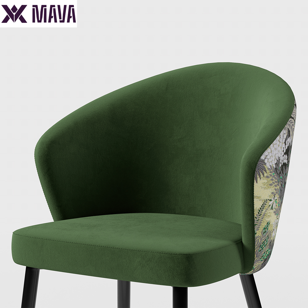 MAVA Green Upholstered Velvet Dining Chair Modern Arm Chair in Gold & Black