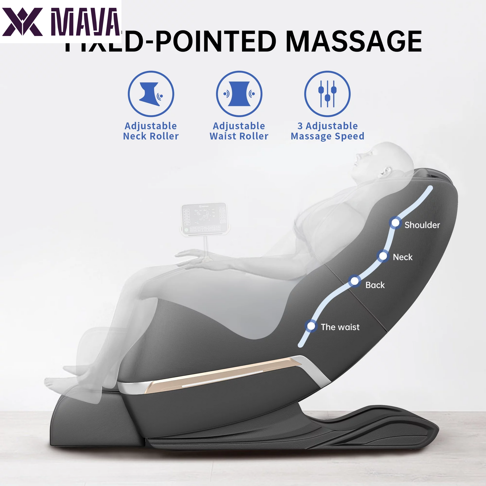 MAVA Full Body Zero Gravity Shiatsu Recliner Electric Massage Chair, Black