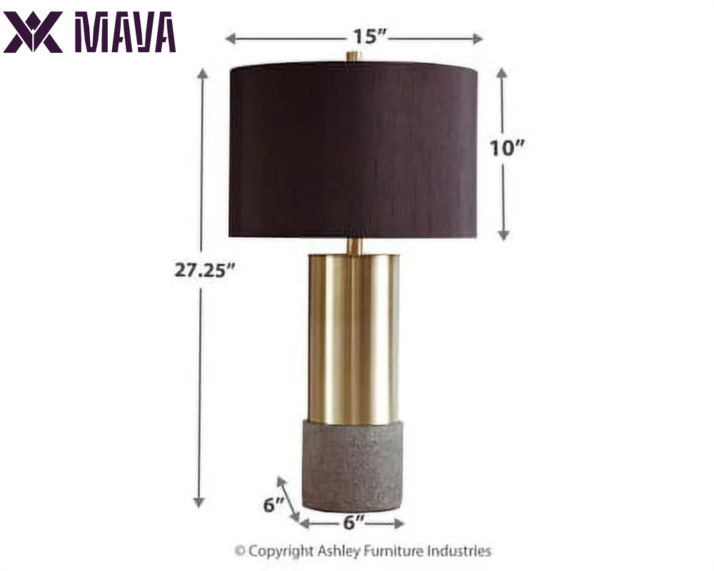 MAVA Table Lamp (Set of 2) Gray/Brass Finish