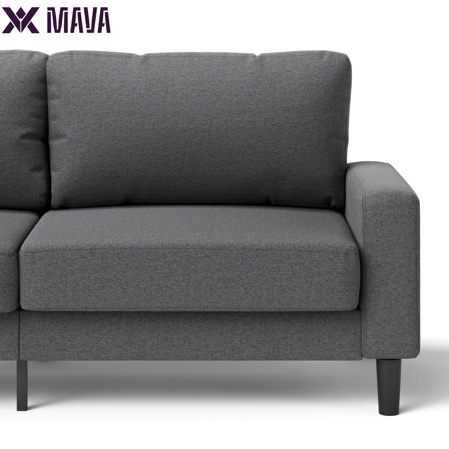 MAVA 76" Harmony Indoor Fabric Sofa, Dark Gray