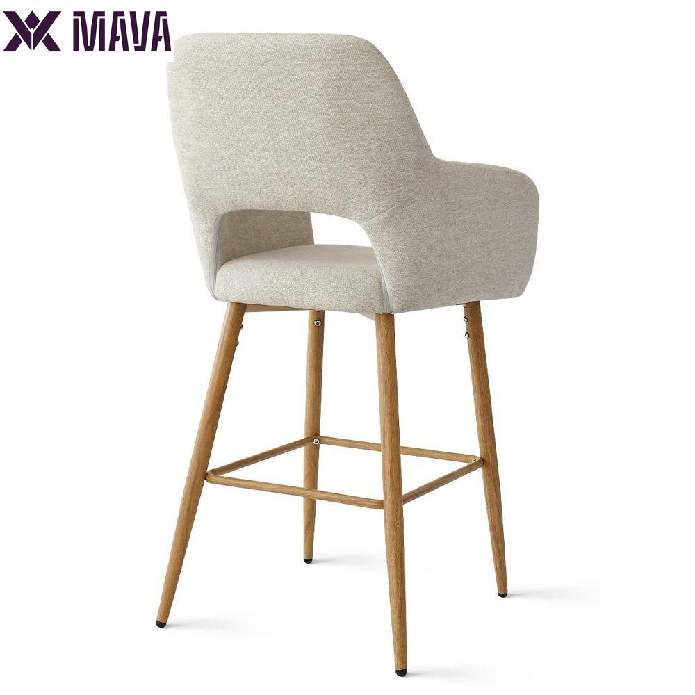 MAVA 25.5 In. Beige Counter Stool Metal Frame with Arm (Set of 2)