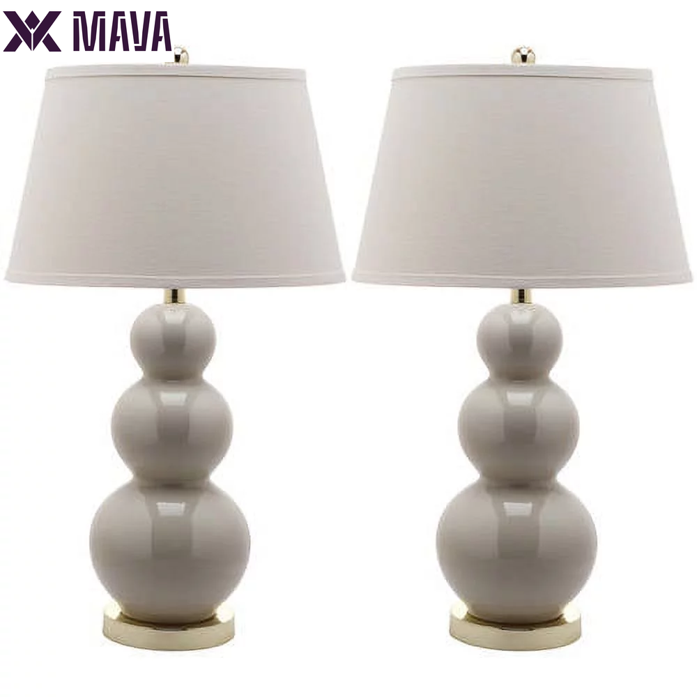 MAVA Three Gourd Table Lamp (Set of 2) | Navy |