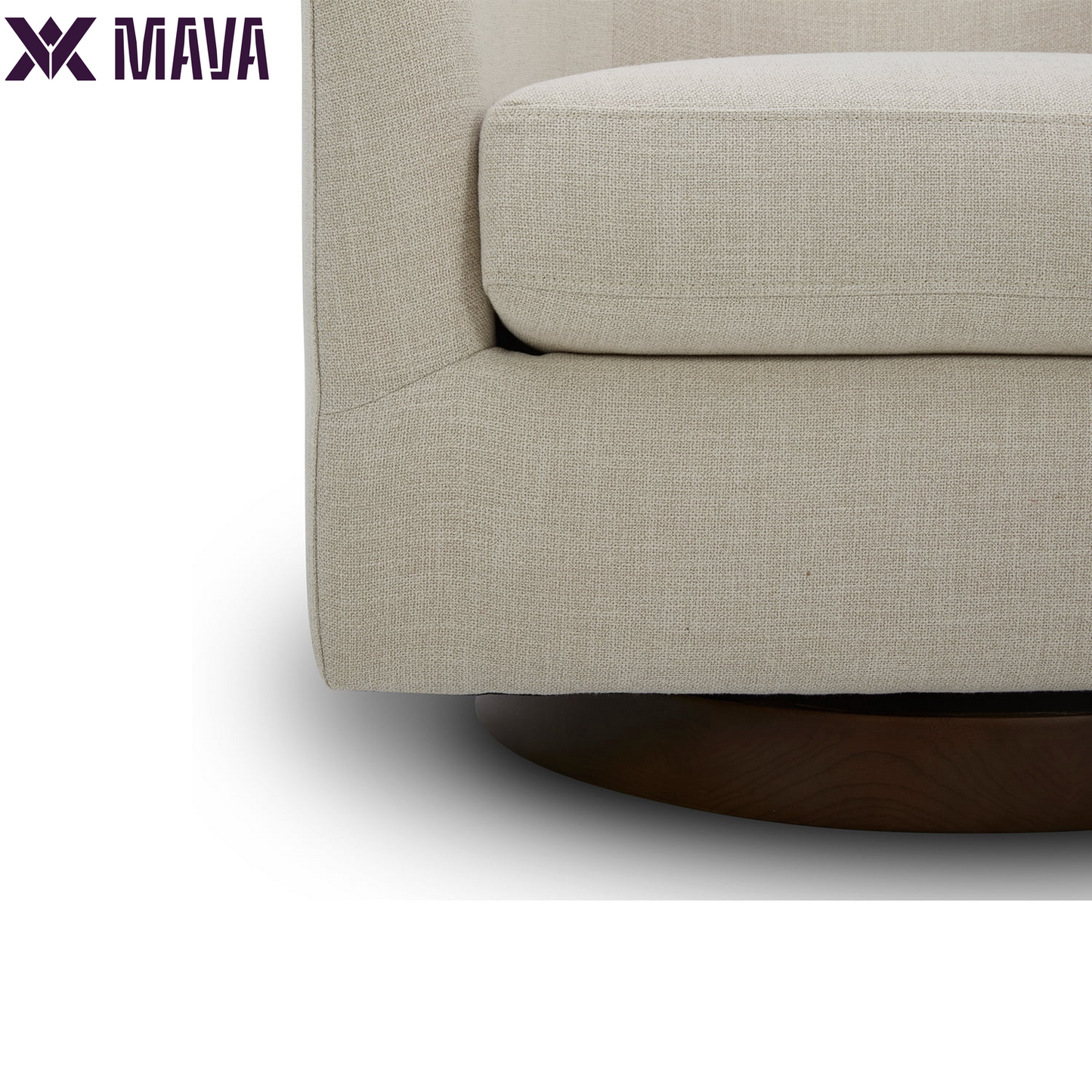 MAVA Wooden Base Modern Swivel Chair, Linen