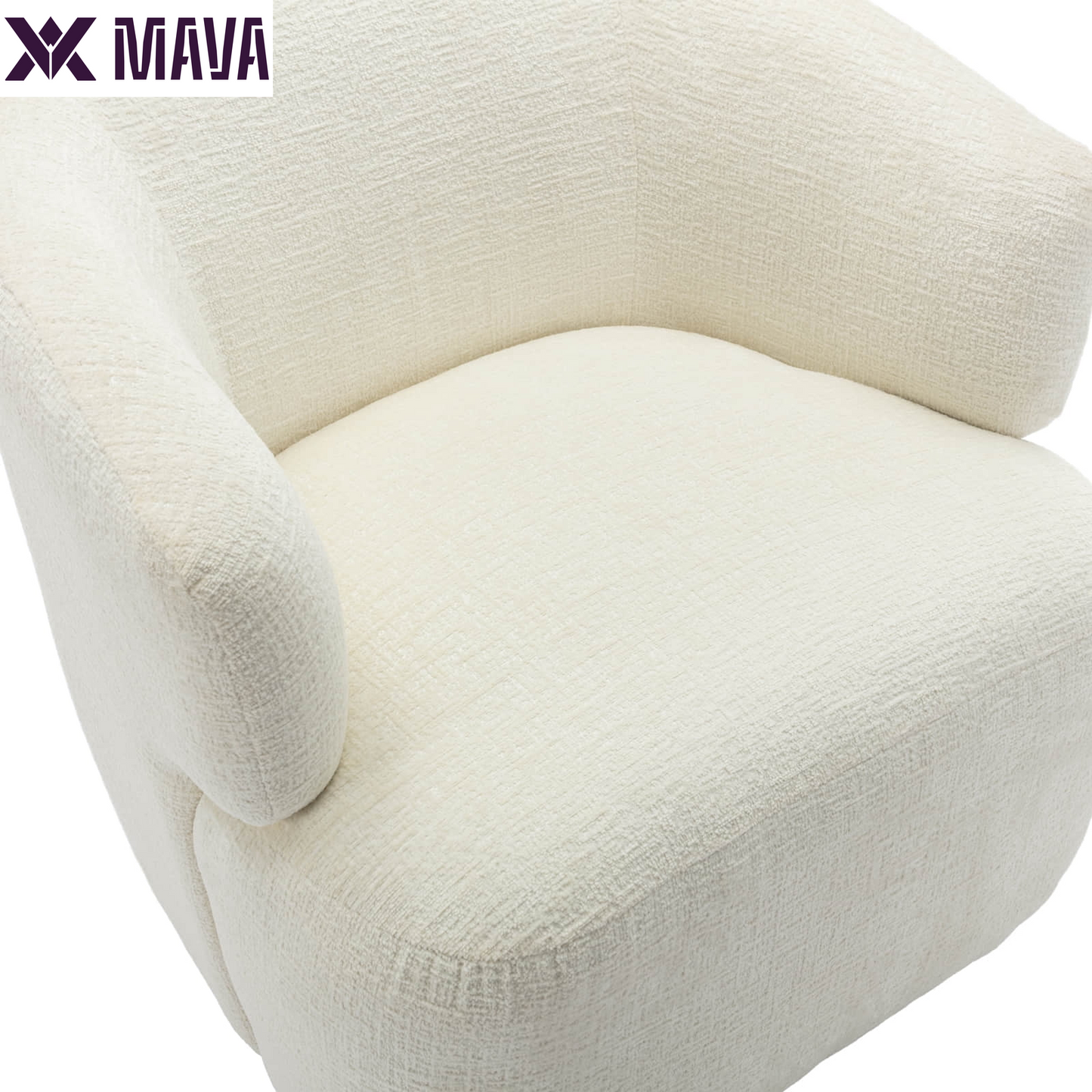 MAVA 30" Wide Chenille Upholstered Swivel Accent Chair Boucle Swivel Barrel Chair