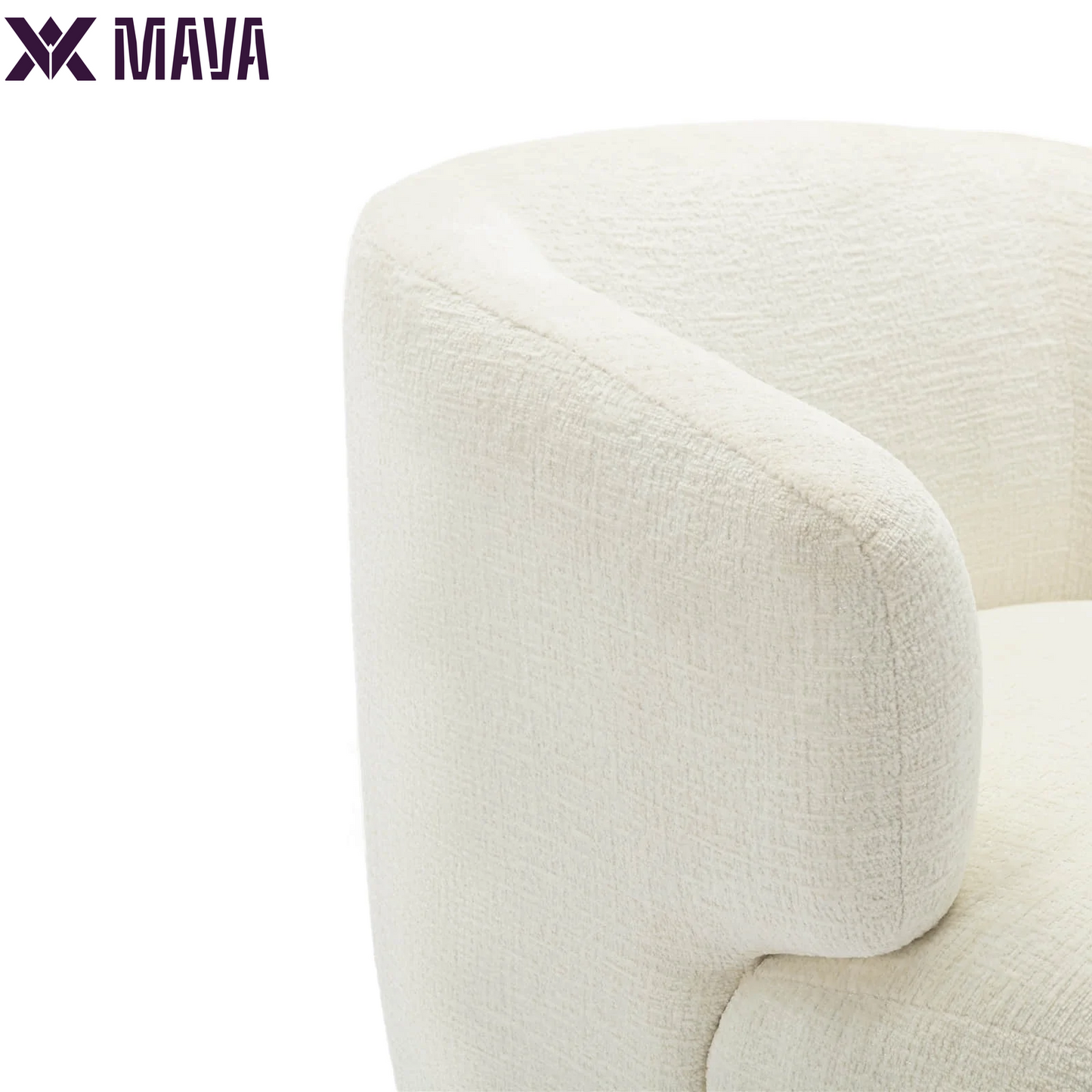 MAVA 30" Wide Chenille Upholstered Swivel Accent Chair Boucle Swivel Barrel Chair