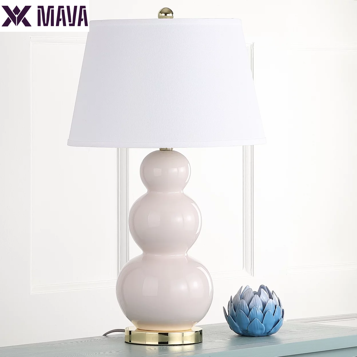 MAVA Three Gourd Table Lamp (Set of 2) | Navy |