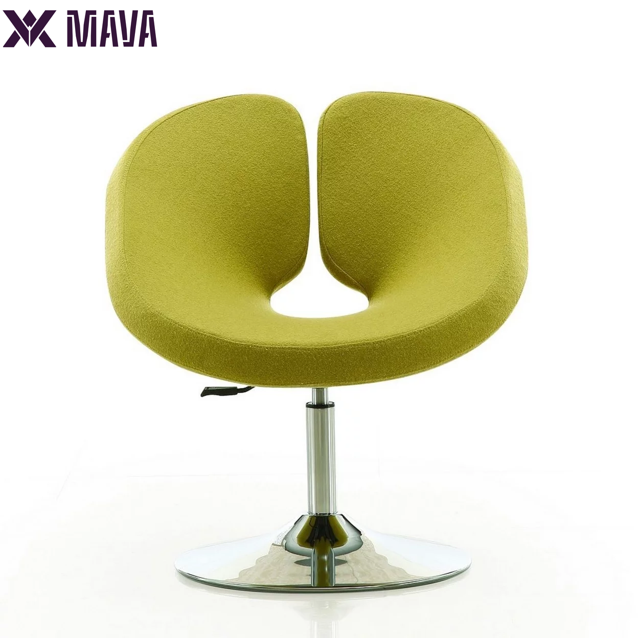 MAVA Green and Polished Chrome Wool Blend Adjustable Chair