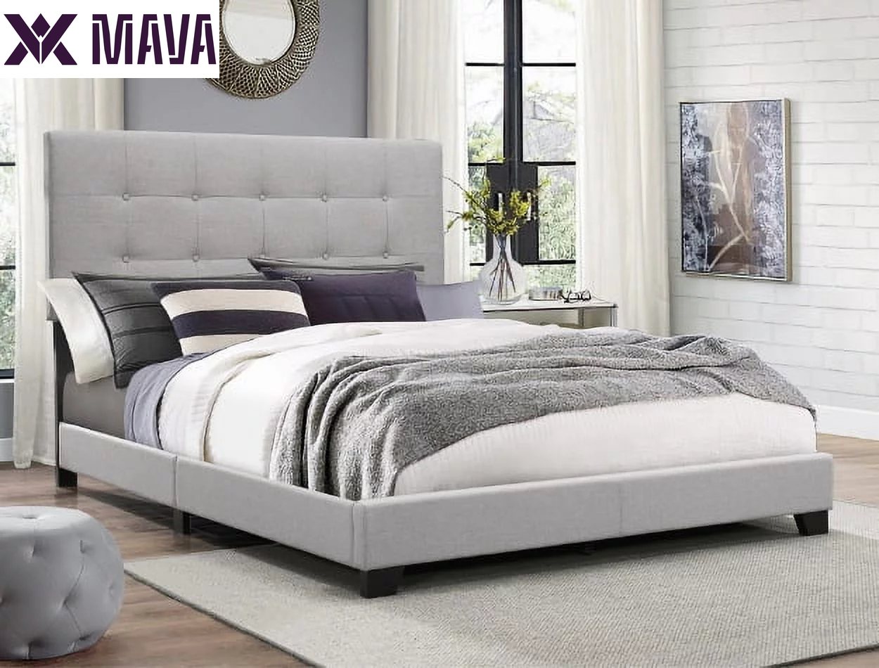 MAVA Gray Panel Bed, Queen