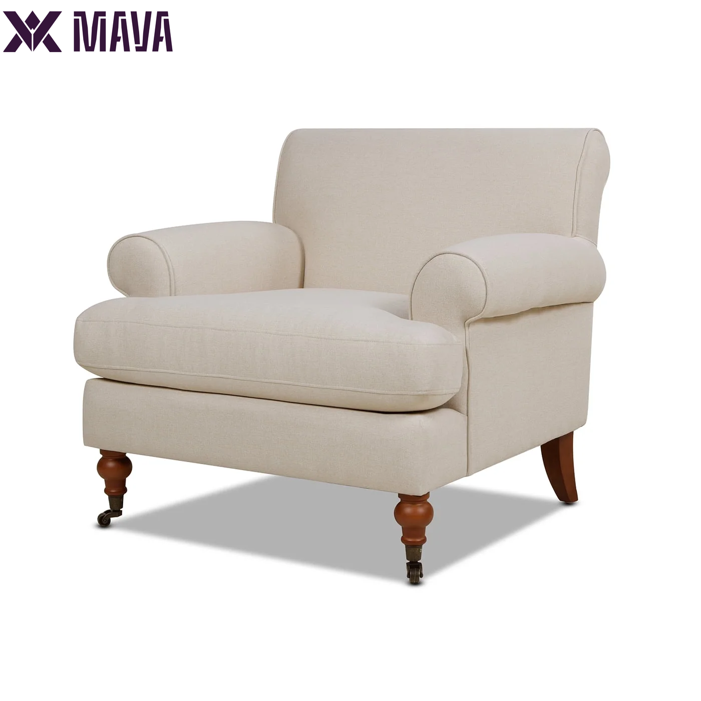 MAVA Arm Sofa Metal Casters Olive Green