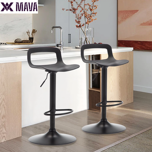 MAVA Swivel Bar Stool Adjustable-Height Barstools Modern Black Bar Chairset of 2