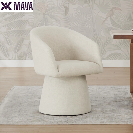 MAVA Swivel Dining Chair, Modern Upholstered Dining Room Chairs for Kitchen Island, Fabric in Linen