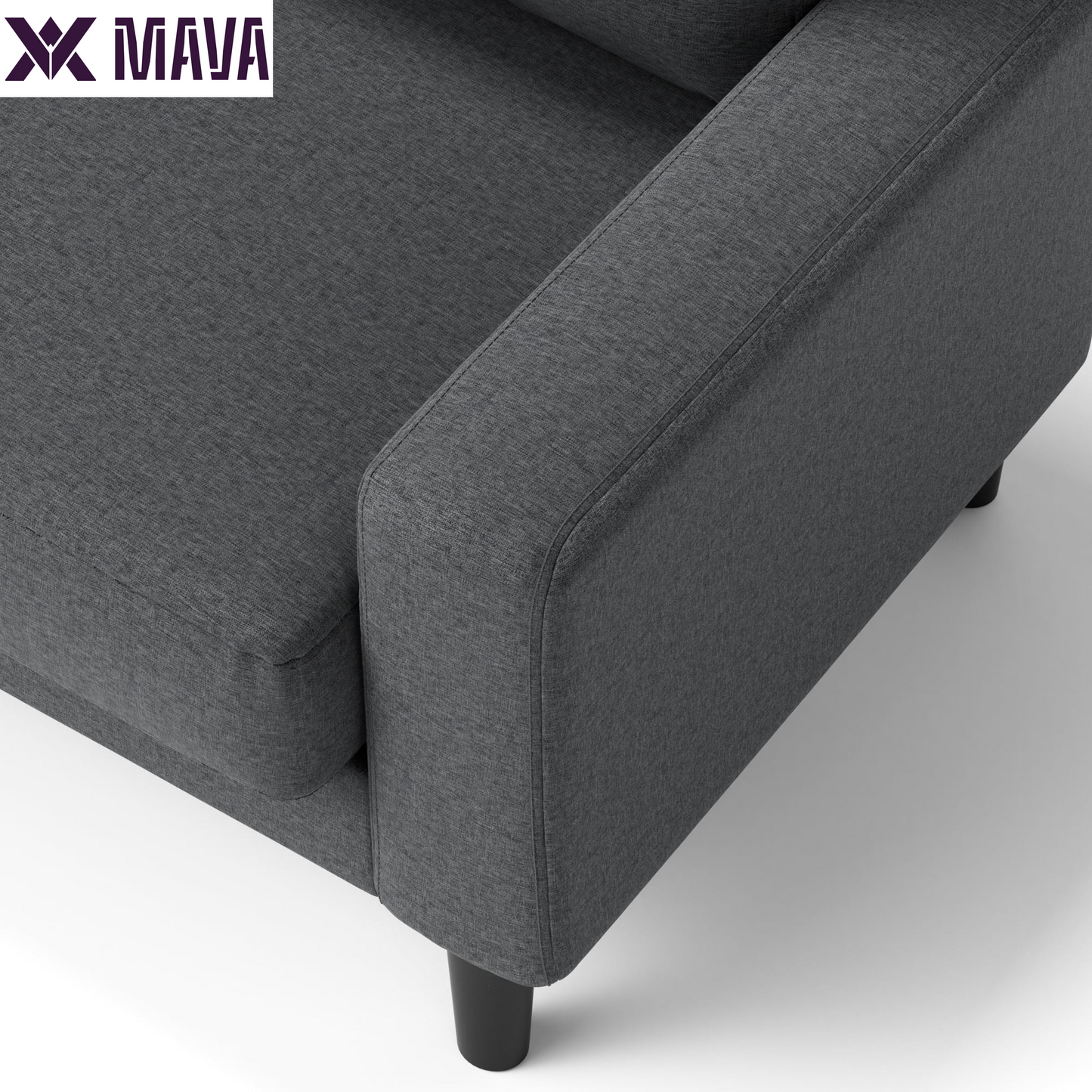 MAVA 76" Harmony Indoor Fabric Sofa, Dark Gray