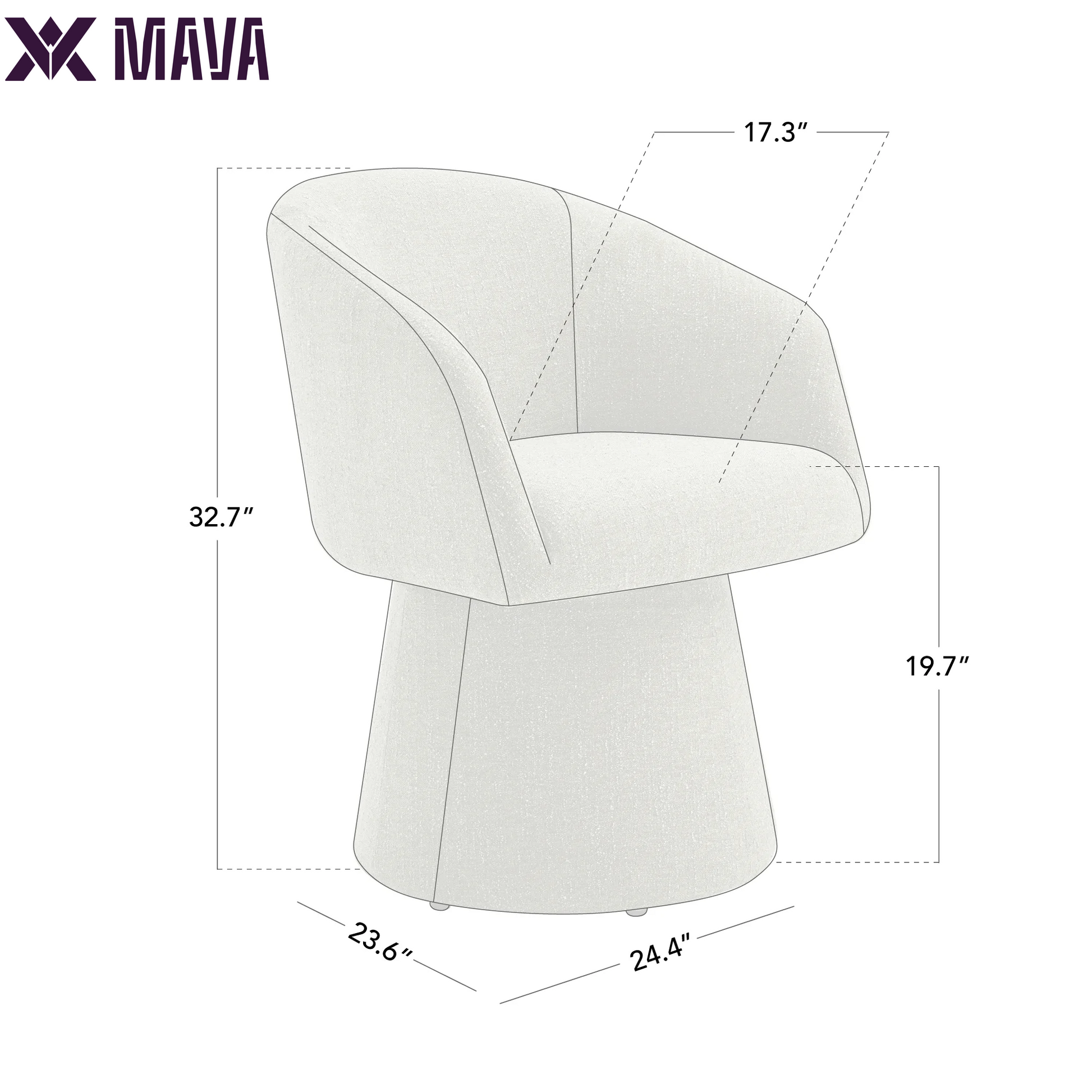 MAVA Swivel Dining Chair, Modern Upholstered Dining Room Chairs for Kitchen Island, Fabric in Linen