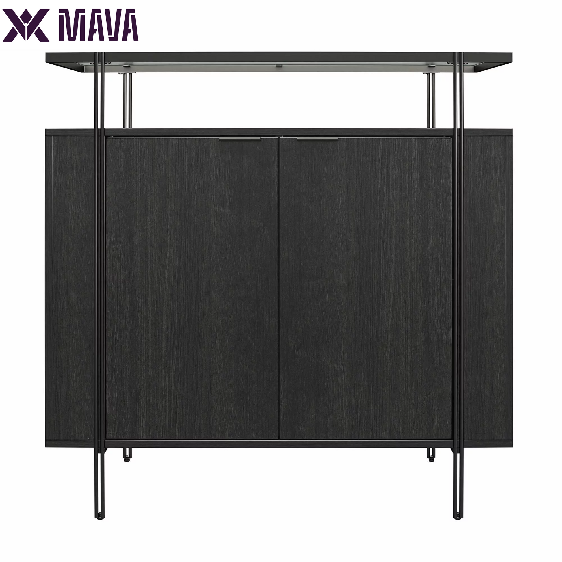 MAVA Vance Bar Cabinet, Black Oak