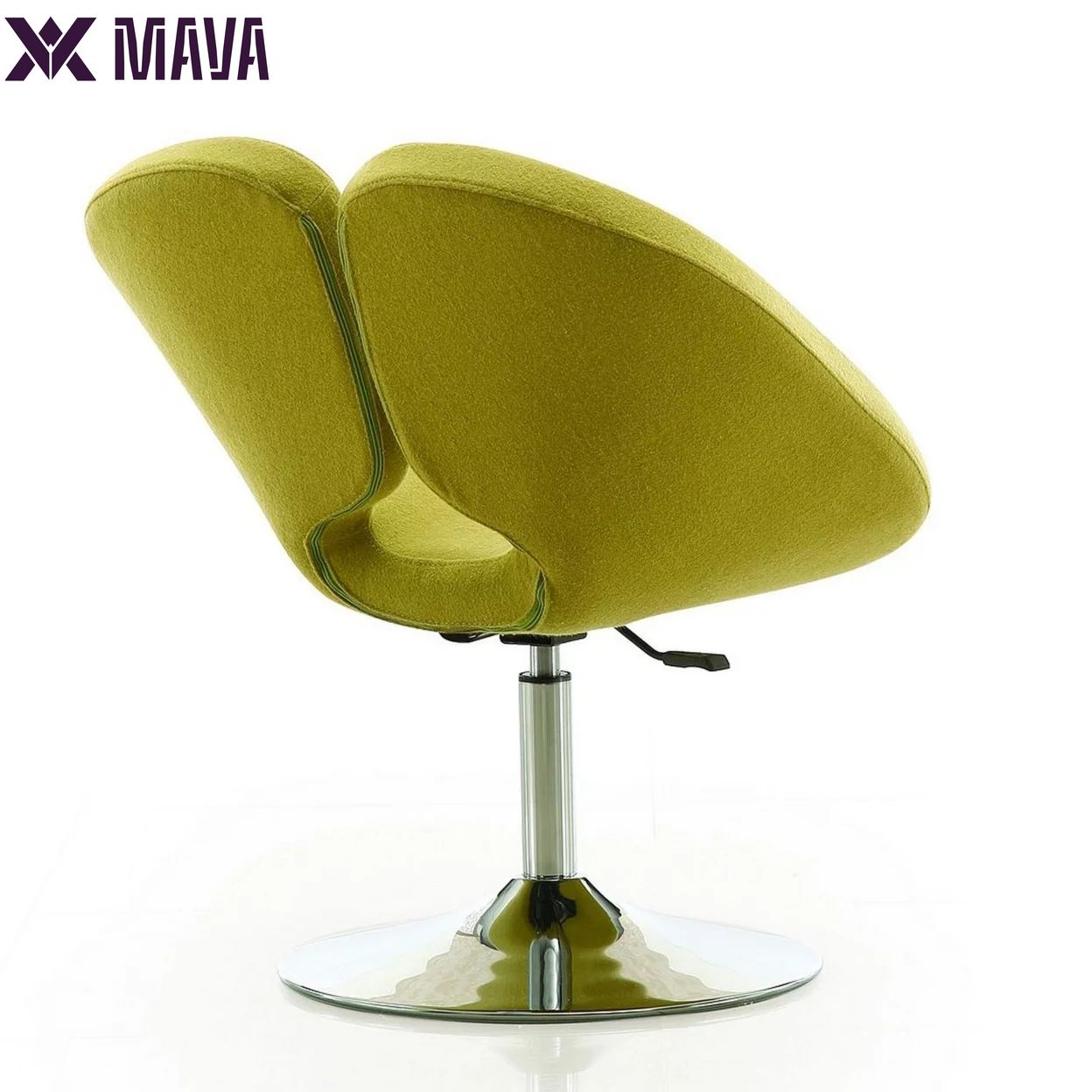 MAVA Green and Polished Chrome Wool Blend Adjustable Chair