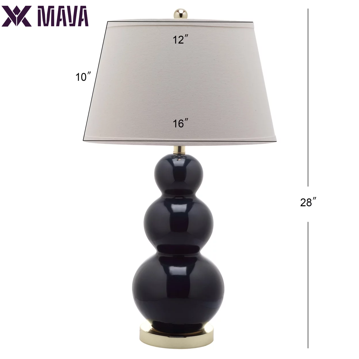 MAVA Three Gourd Table Lamp (Set of 2) | Navy |