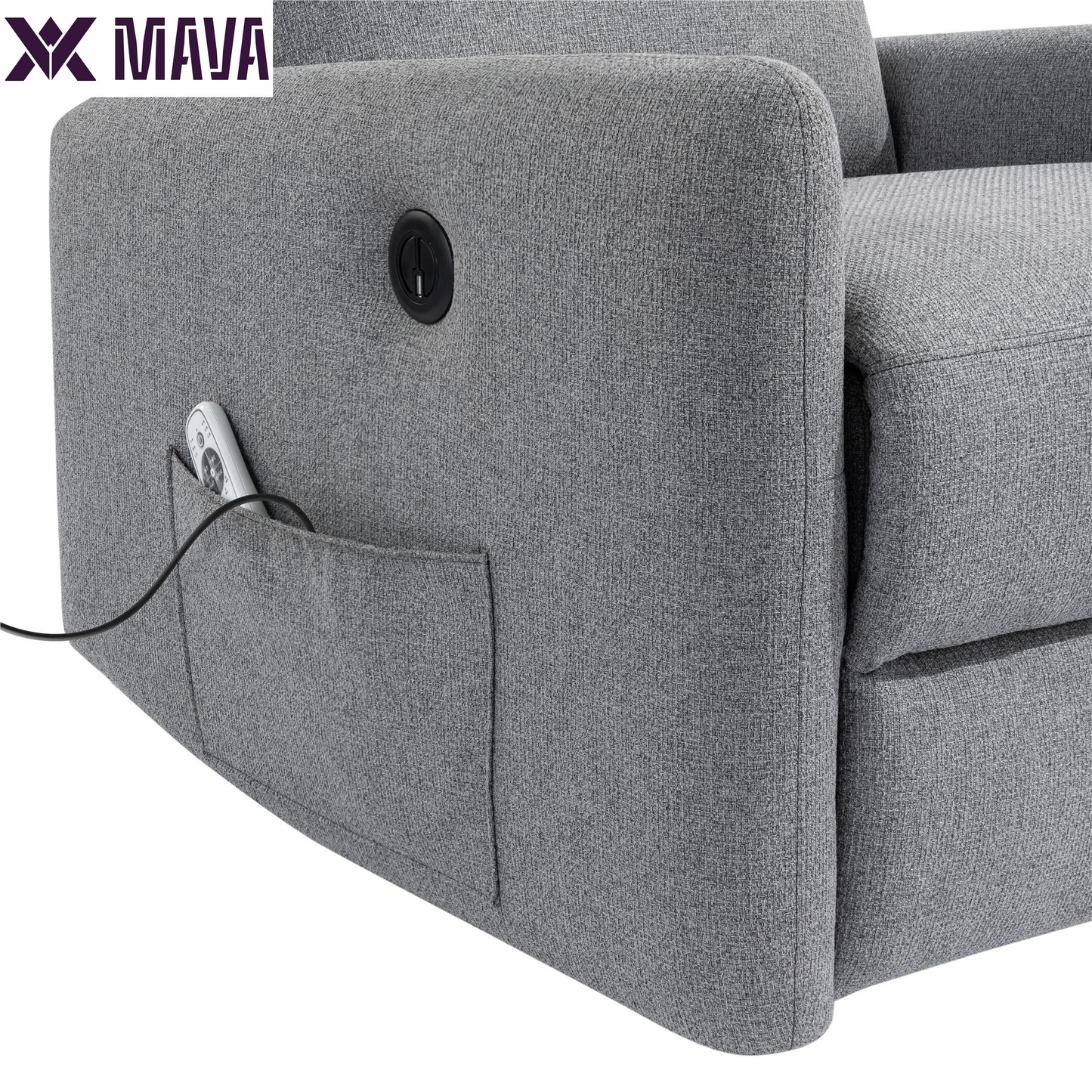 MAVA Power Recliner Chair with 8 Zone Massage and Lumbar Heat, Dark Gray Linen