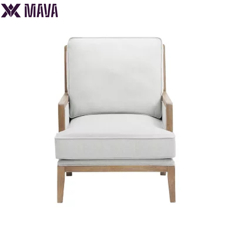 MAVA Cream Fabric Wood Trim Accent Chair