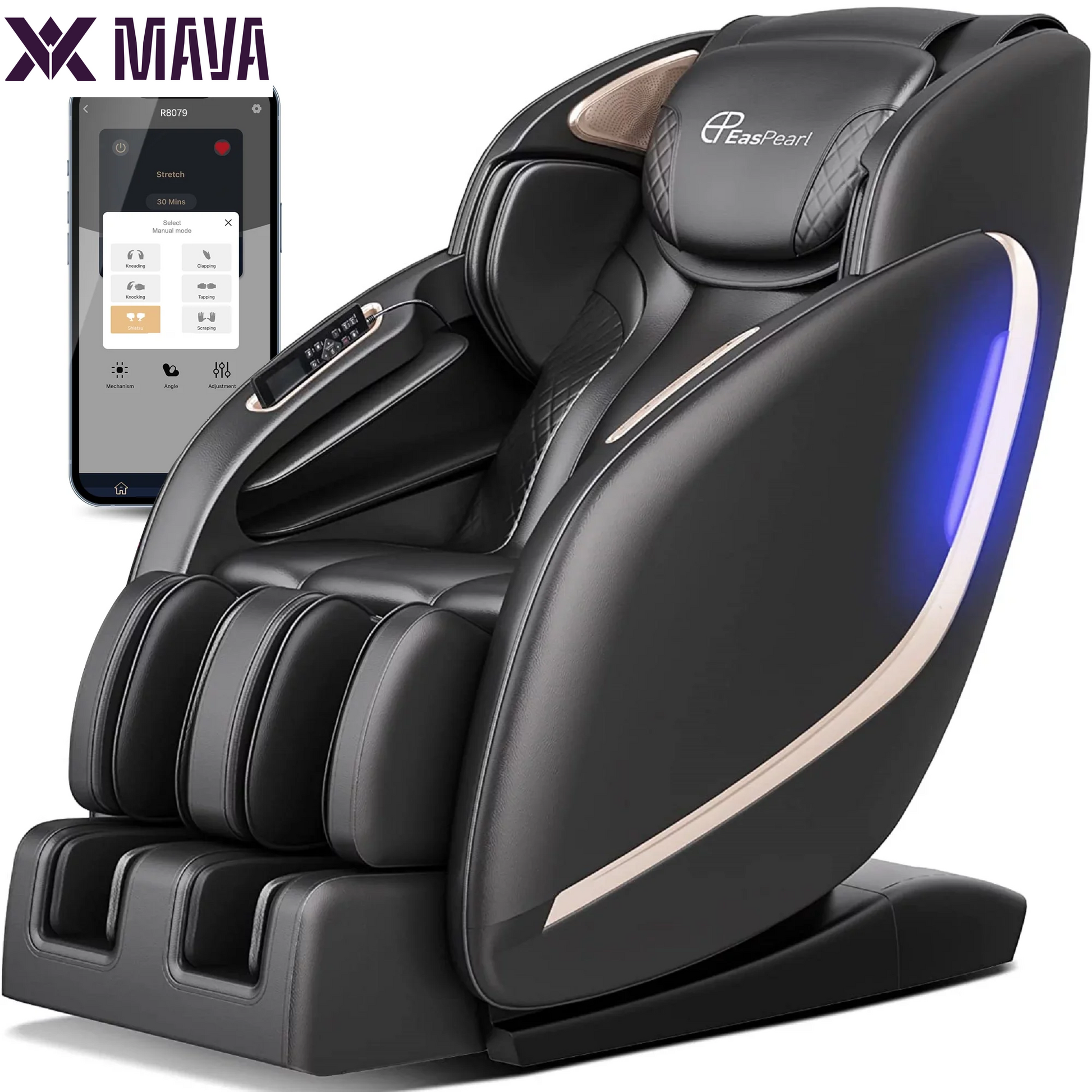 MAVA Full Body Massage Chair Zero Gravity Shiatsu Recliner with Heat Thai Stretch Black