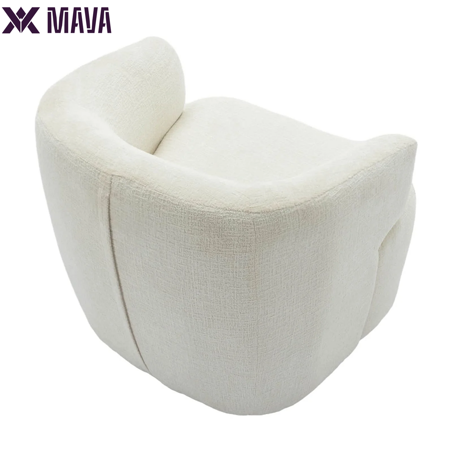 MAVA 30" Wide Chenille Upholstered Swivel Accent Chair Boucle Swivel Barrel Chair