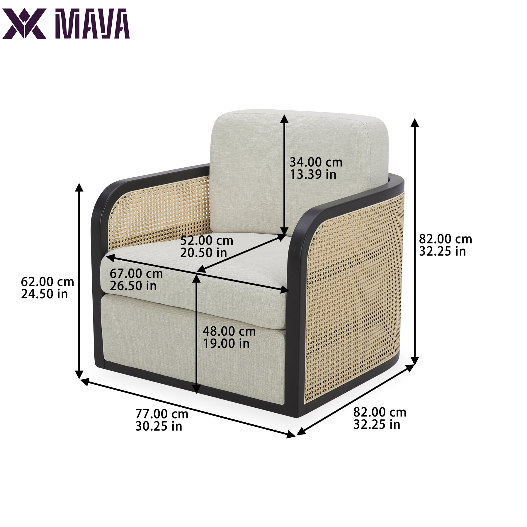 MAVA Cane Swivel Chair