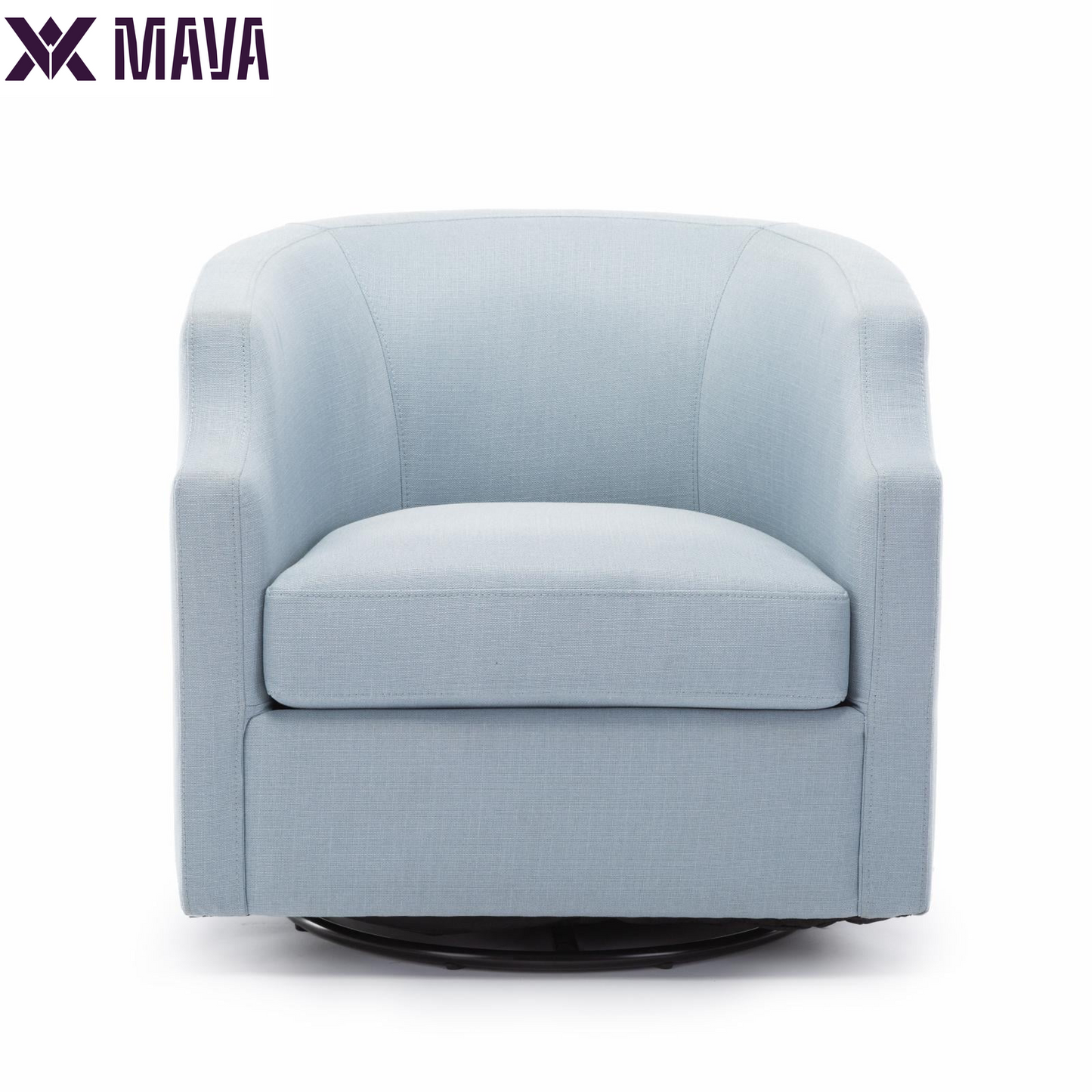 MAVA White Linen Fabric Upholstered Modern Swivel and Rocker Barrel Chair