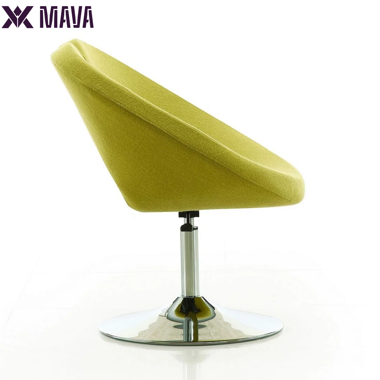 MAVA Green and Polished Chrome Wool Blend Adjustable Chair