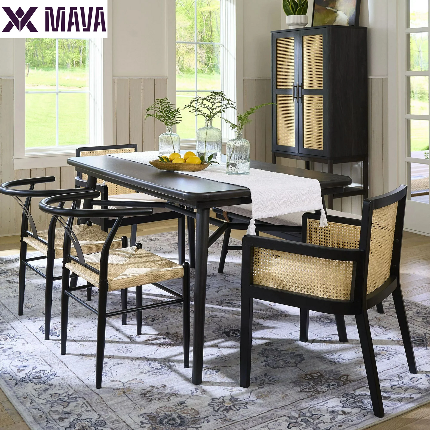 MAVA Chair 2 Pack, Metal Base with Black Finish