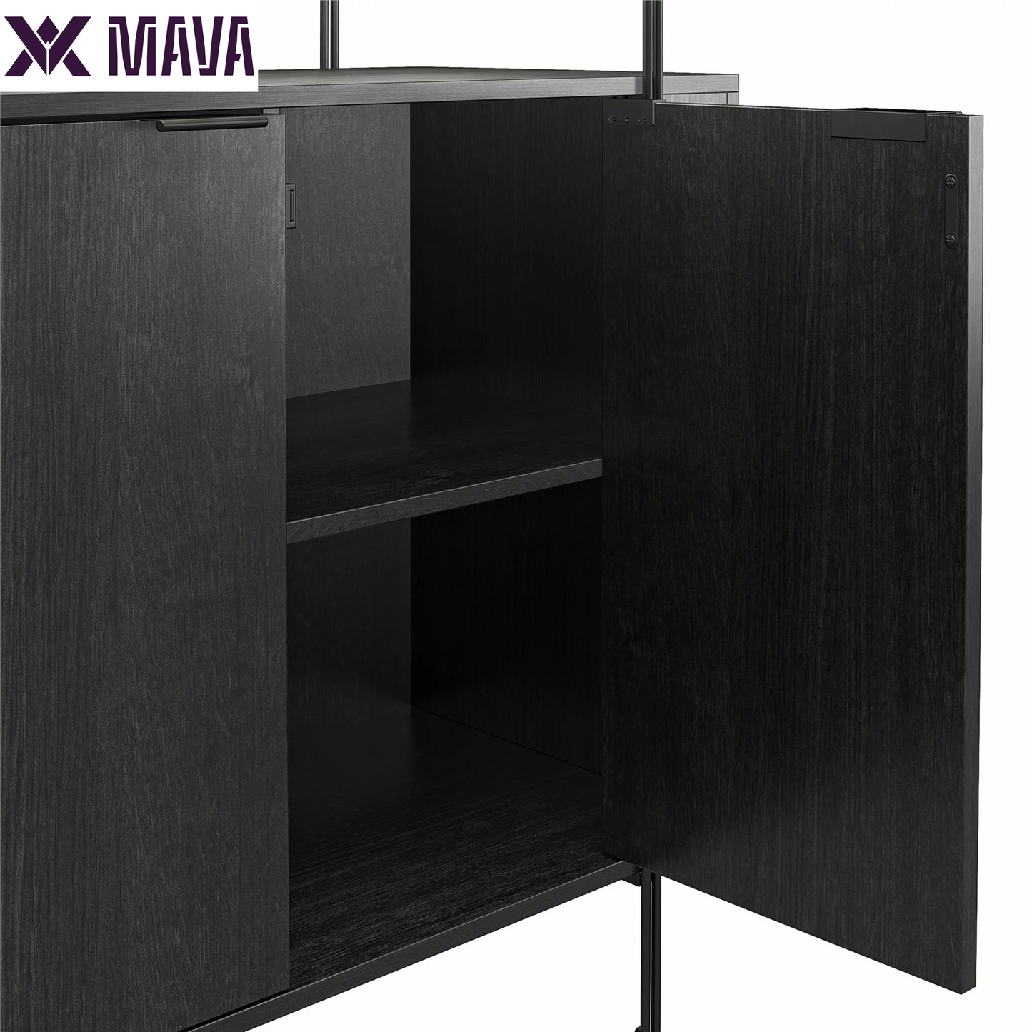 MAVA Vance Bar Cabinet, Black Oak