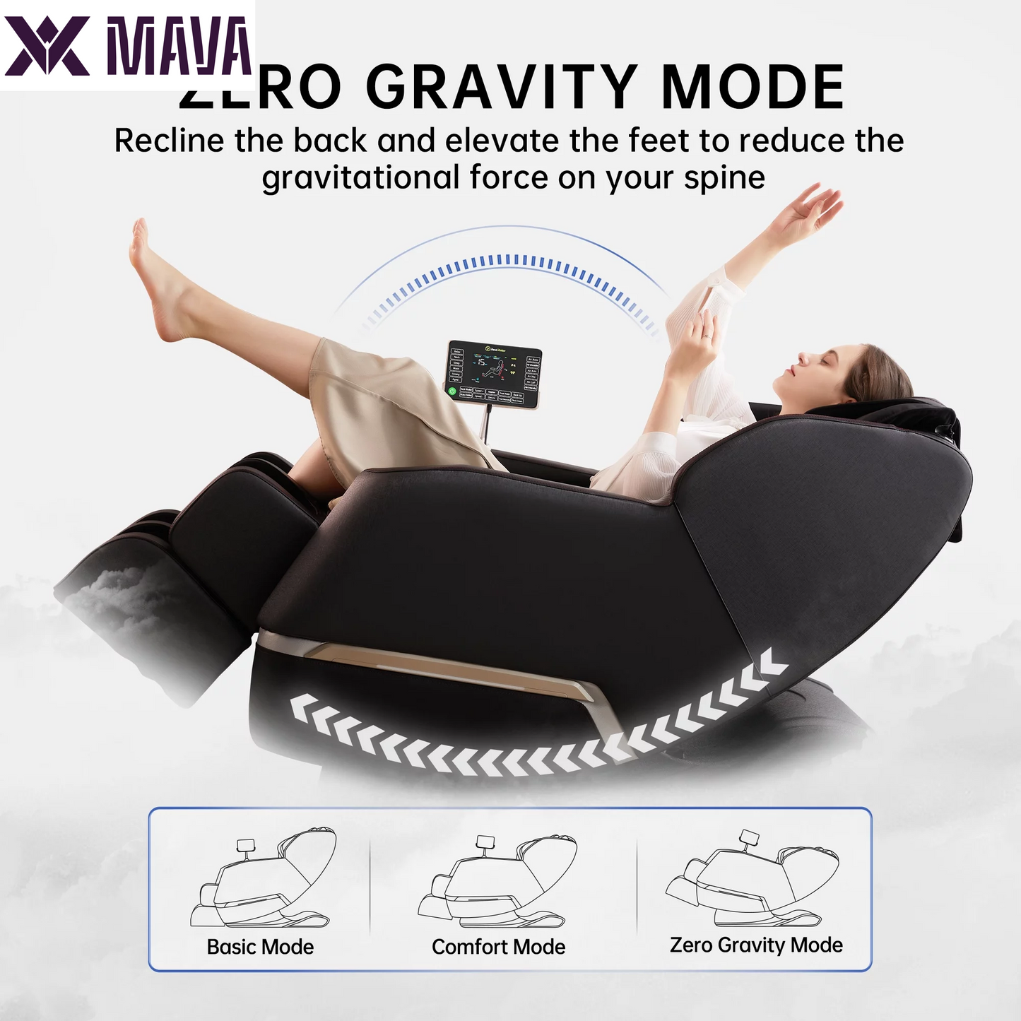 MAVA Full Body Zero Gravity Shiatsu Recliner Electric Massage Chair, Black