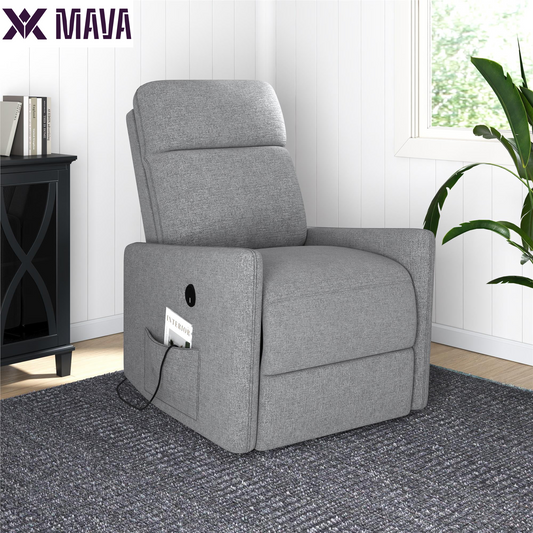 MAVA Power Recliner Chair with 8 Zone Massage and Lumbar Heat, Dark Gray Linen