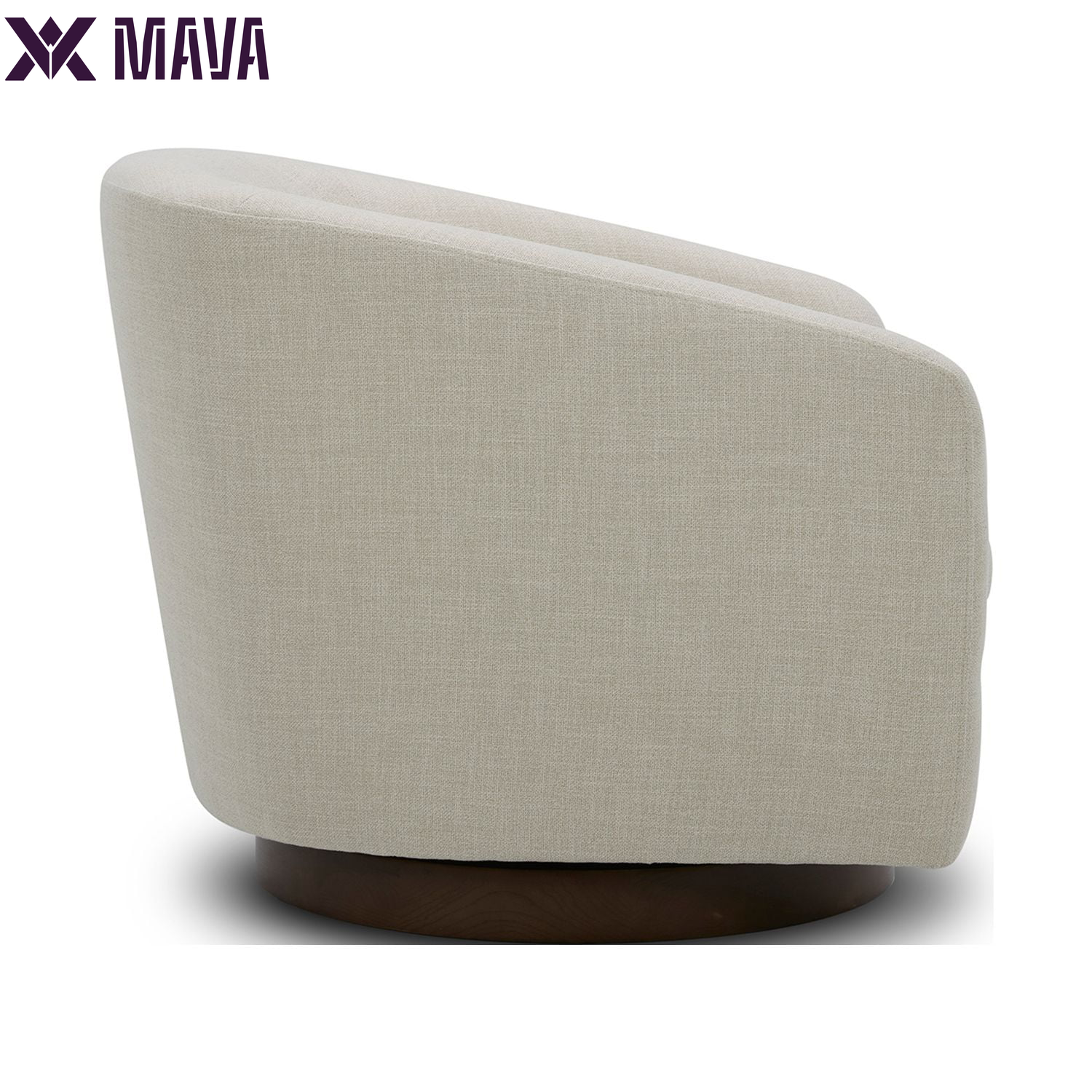 MAVA Wooden Base Modern Swivel Chair, Linen