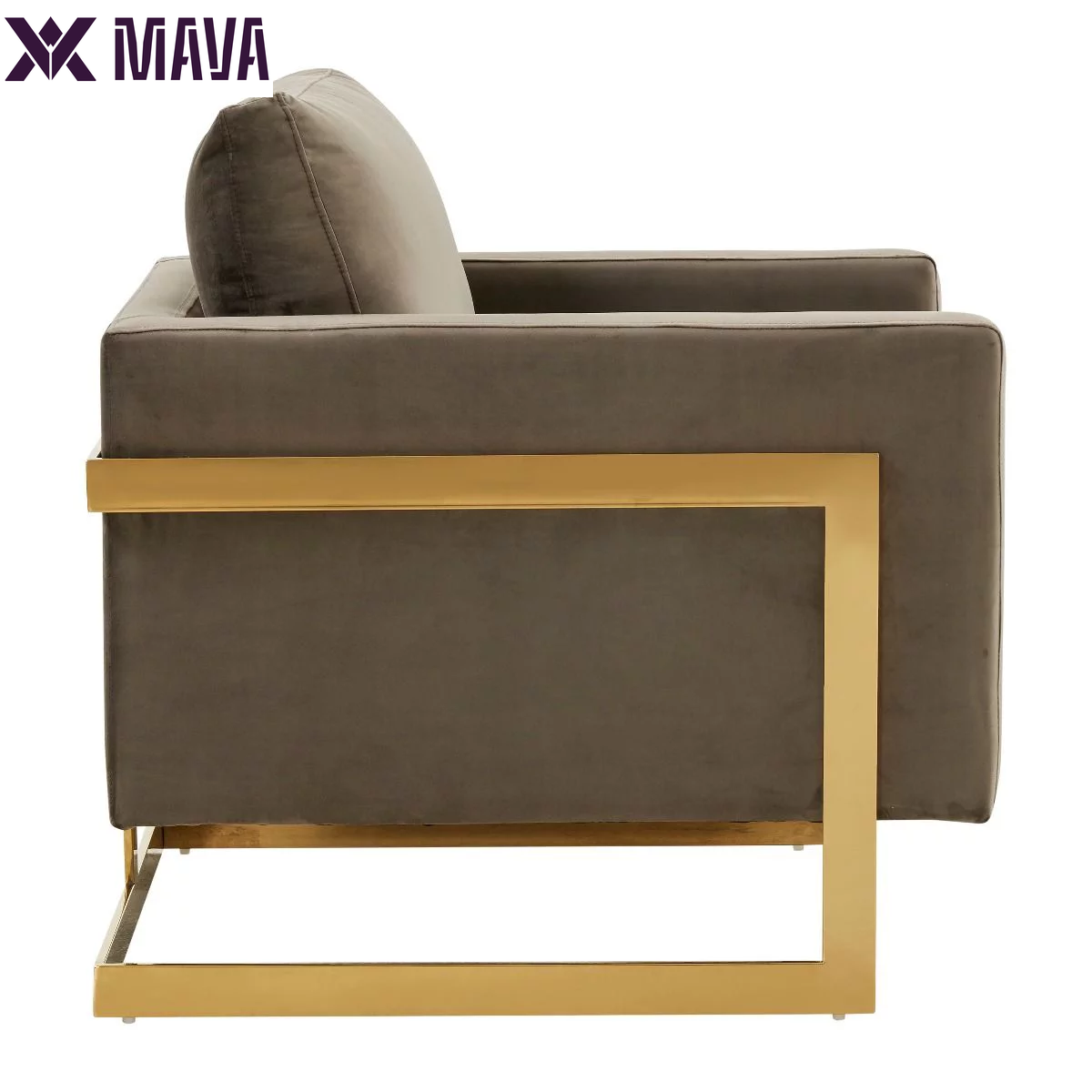 MAVA Velvet Accent Chair Armchair in Dark Gray