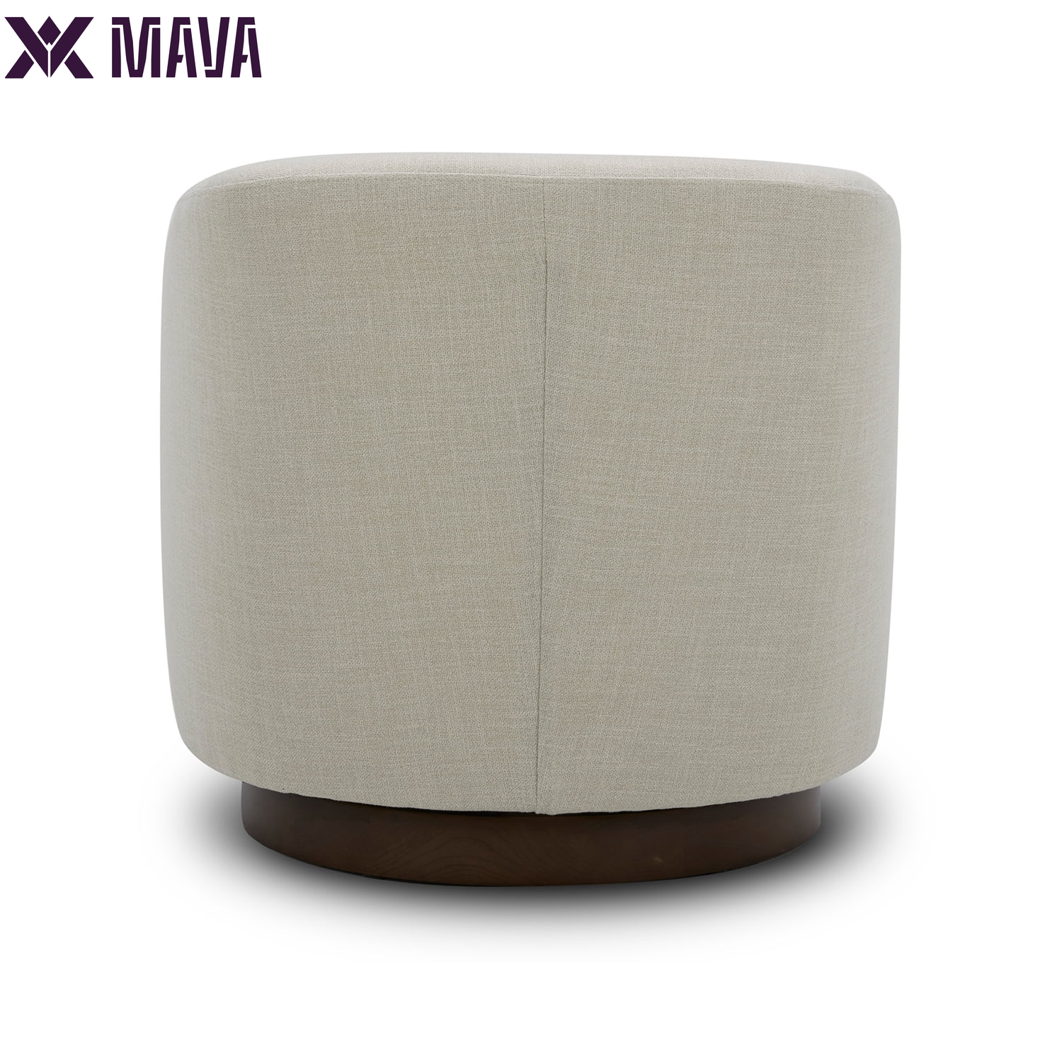 MAVA Wooden Base Modern Swivel Chair, Linen