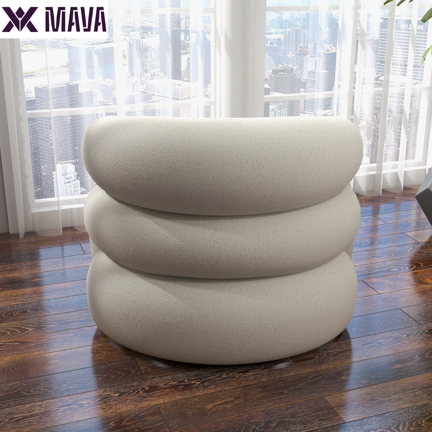 MAVA Teddy Swivel Rainbow Shape Chair Accent Chair, Comfy Boucle Barrel Garden Armchair Sofa for Living Room