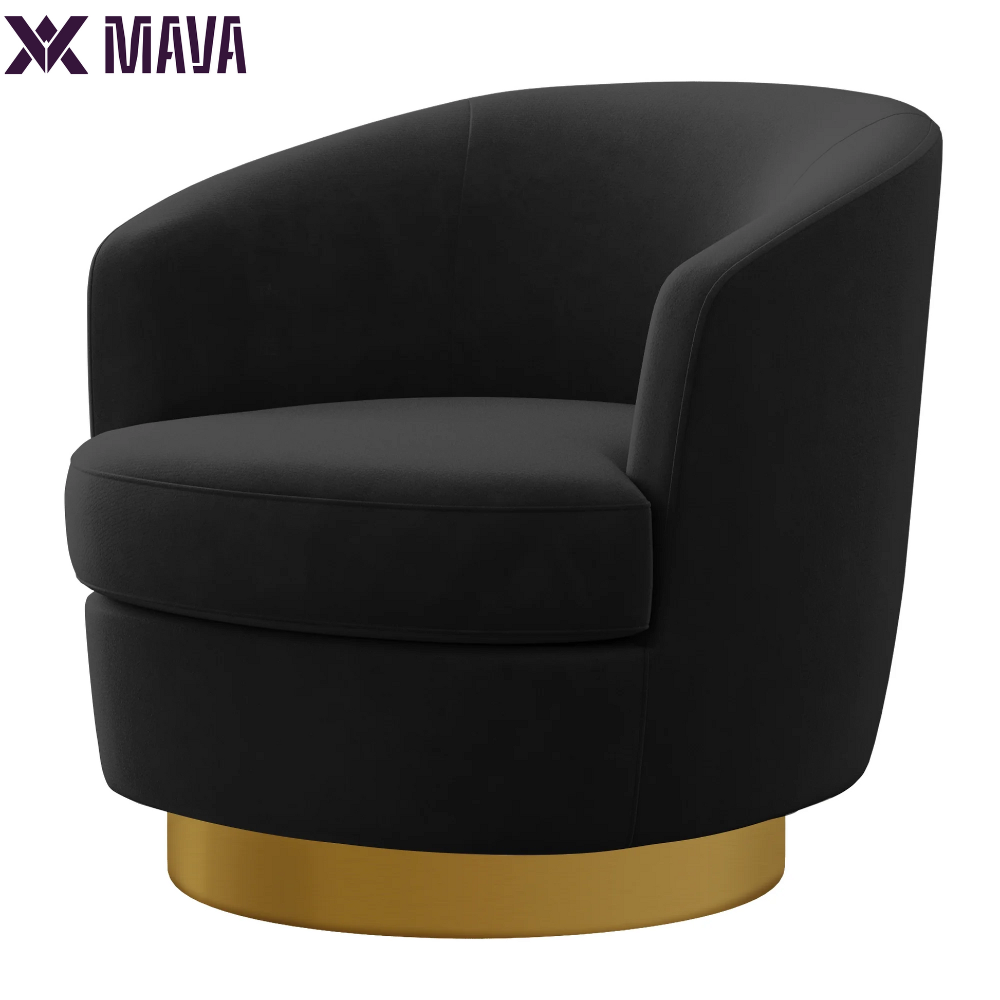 MAVA Swivel Accent Chair, round Barrel Chair 360 Degree Swivel Armchair, Comfy Upholstered Club Chairs for Living Room Bedroom, Black