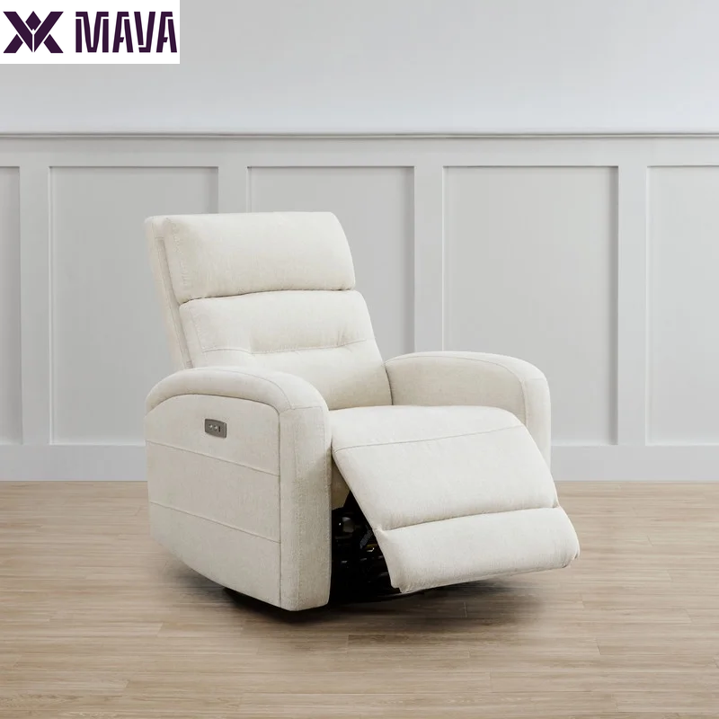 MAVA Fabric Electric Power Glider Swivel Rocker Recliner Chair for Nursery with USB Charge, Linen