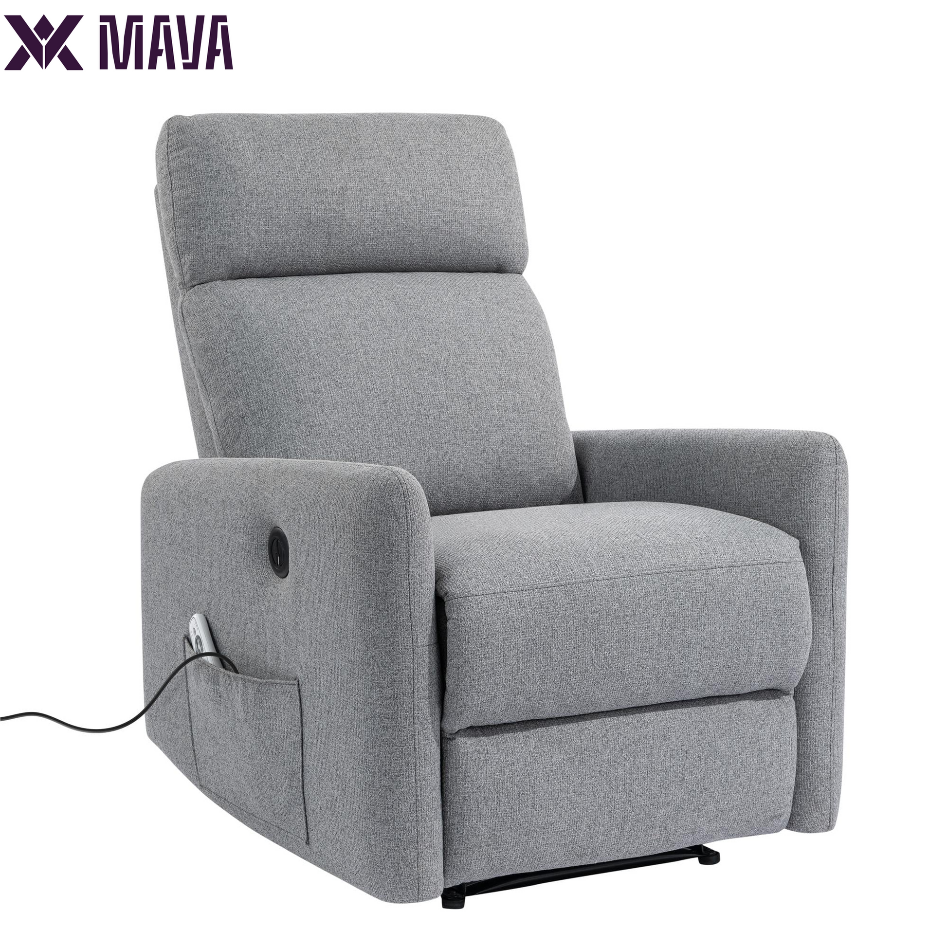 MAVA Power Recliner Chair with 8 Zone Massage and Lumbar Heat, Dark Gray Linen