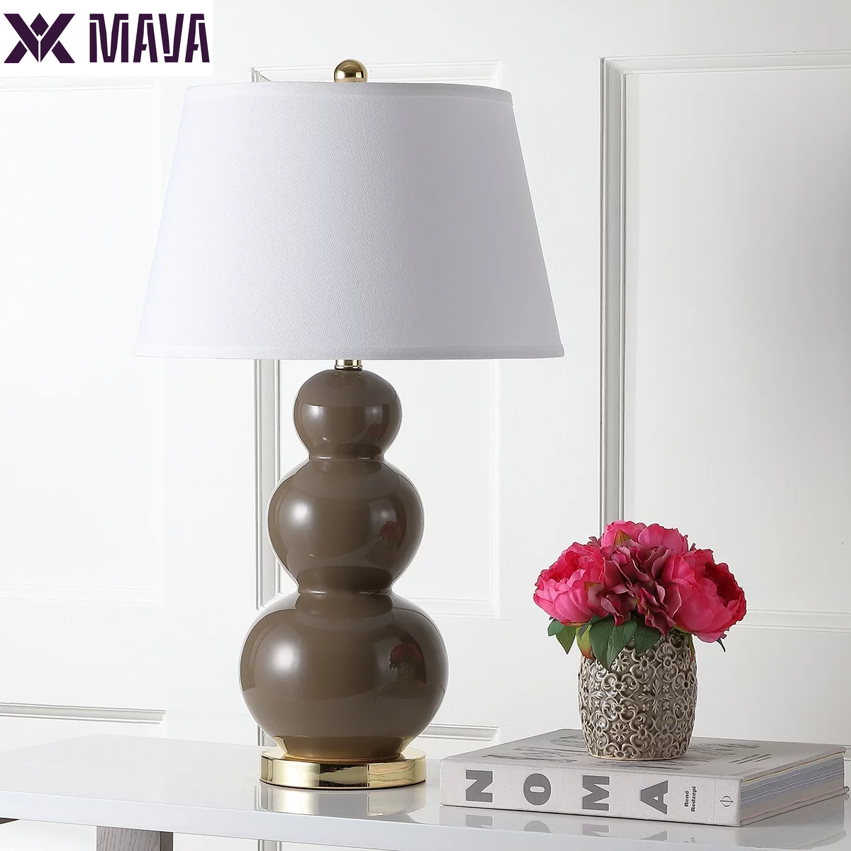 MAVA Three Gourd Table Lamp (Set of 2) | Navy |