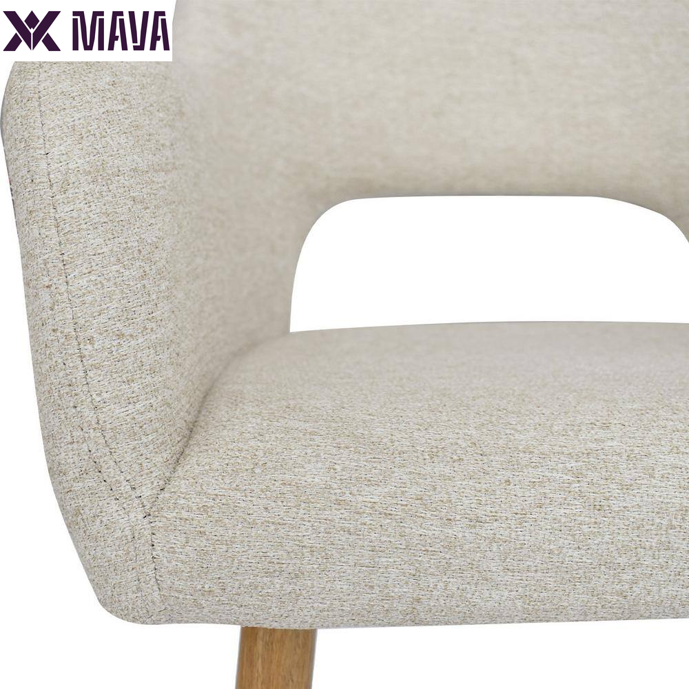 MAVA 25.5 In. Beige Counter Stool Metal Frame with Arm (Set of 2)