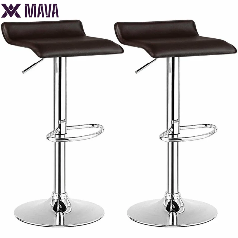 MAVA round Bar Stools Set of 2 with Footrest, Counter Stools for Bar Bistro Dining Room Kitchen, White