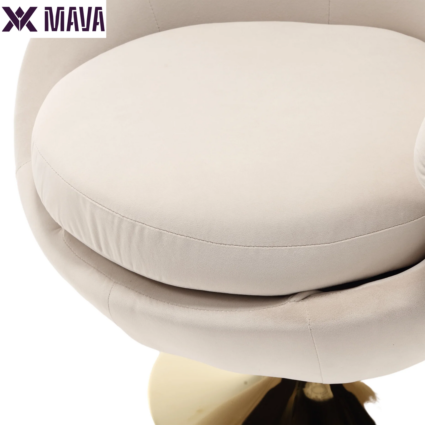 MAVA Accent Oversized Swivel Chair, Comfy Cuddle Barrel Armchair with Metal Base