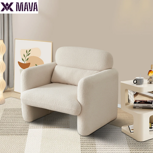 MAVA Modern Occasional Chair, Small Sherpa Accent Chair, Teddy Fabric Soft Padded Armchair, Upholstered Cozy Arm Chair with Armrest, Comfy Single Sofa for Living Room Bedroom